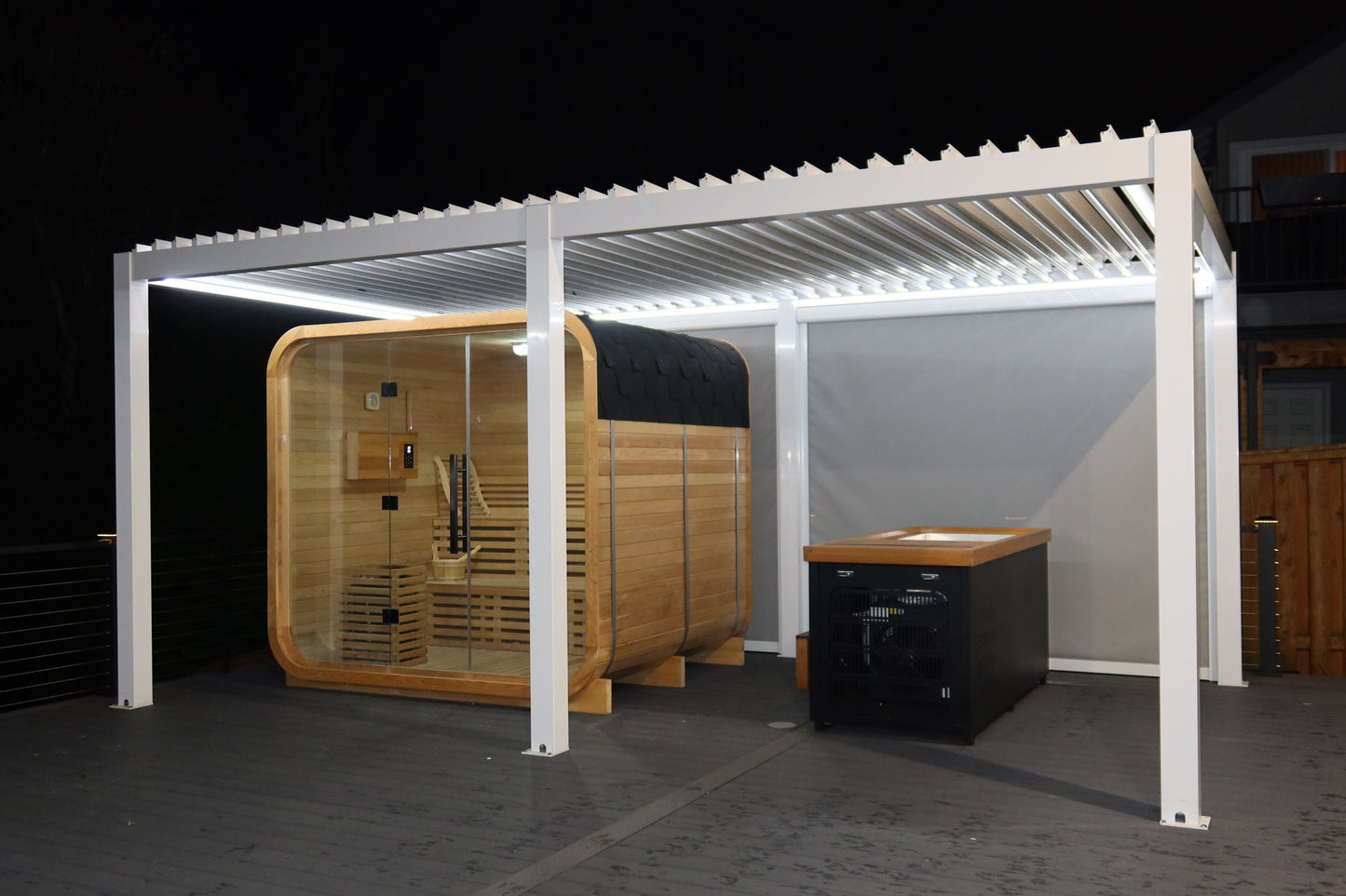 Luxury Glass-Front Outdoor Cube Sauna