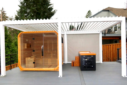 Luxury Glass-Front Outdoor Cube Sauna